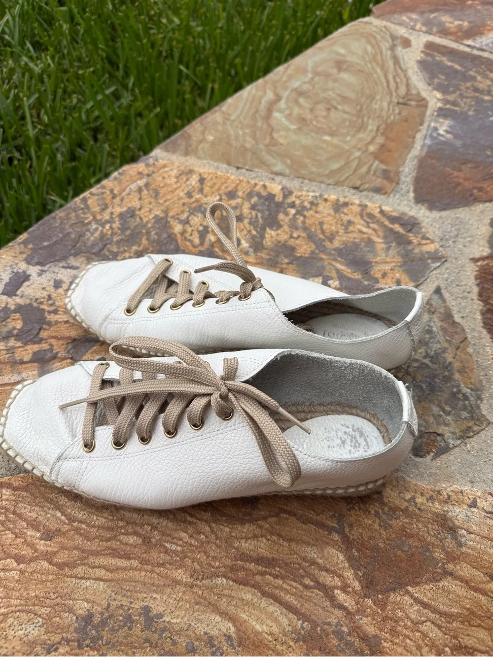 Maypol White Leather Lace-Up Espadrille Sneakers size 9
